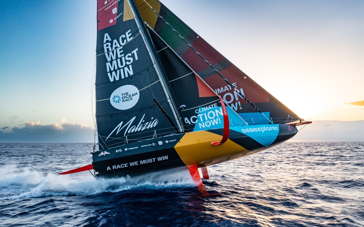 A boat on its foils in The Ocean Race - Copyright Antoine Auriol, Team Malizia, The Ocean Race